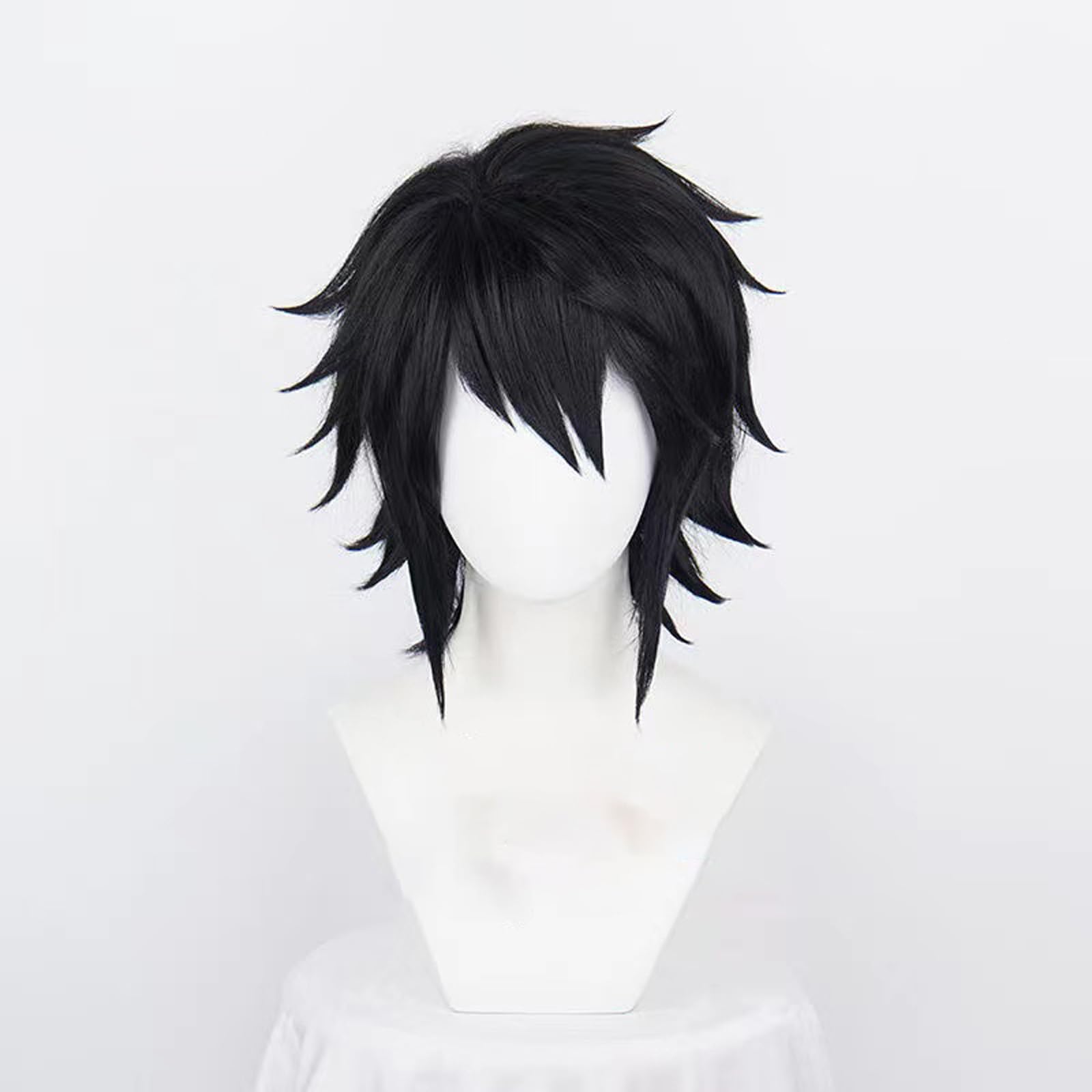 WCCNKK DEATH NOTE L·Lawliet Cosplay Perücke, Schwarzes, Flauschiges Kurzes Haar Comic Rollenspielperücken + Perücke Kappe, Geeignet Für Halloween-Party, Nachtleben, Anime-Geschenk