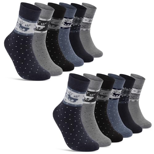 sockenkauf24 6 oder 12 Paar Damen THERMO Socken mit Innenfrottee Wintersocken Damensocken - D-27 (39-42, 12 Paar | Farbmix)