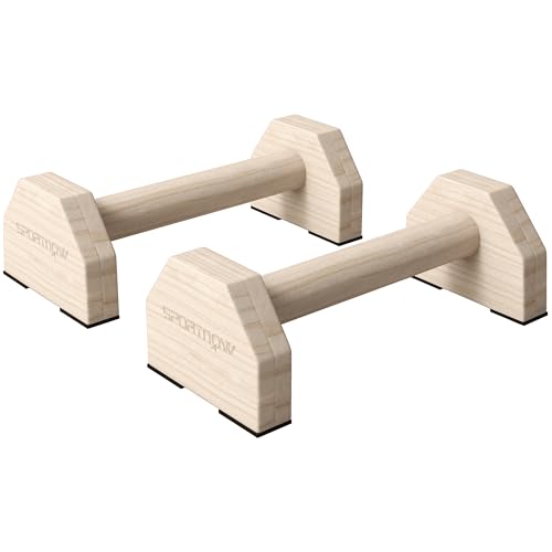 SPORTNOW 2er-Set Liegestützgriffe rutschfest Push Up Griffe aus Holz Parallettes Liegestützen für Muskeltraining, Krafttraining, Natur