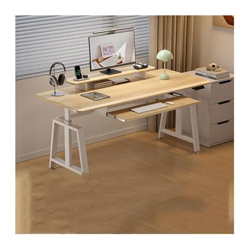 xiuling4568 Computertische Intelligenter elektrischer Hubtisch Büro Computertisch Stehtisch for Zuhause Gaming-Tisch Schreibtisch(Yellow,120 * 60 * 66-95CM)