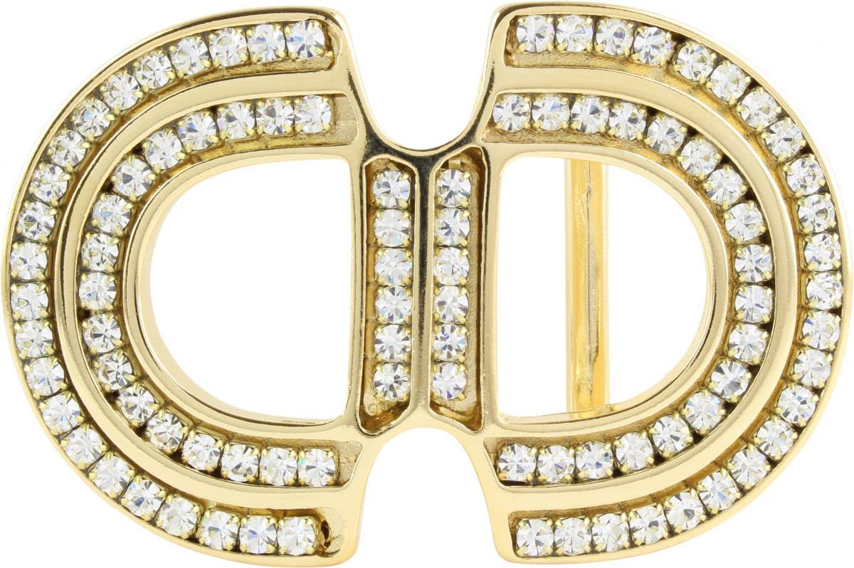 BELTINGER Gürtelschnalle Cristal Rounds 4,0 cm | Buckle Wechselschließe Gürtelschließe 40mm Massiv | Mit hochwertigem Strass besetzt | Gold