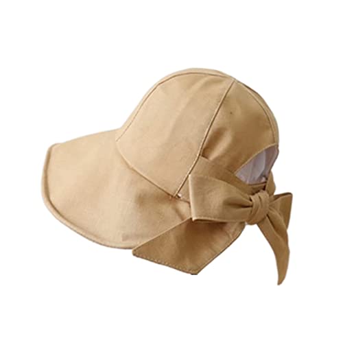 YIHANSS Sonnenhut Strandhut Baumwolle Hanf Sommer Bucket Hat Outdoor Sonnenschutz Faltbarer Sonnenhut Schleife Strohhut Hüte