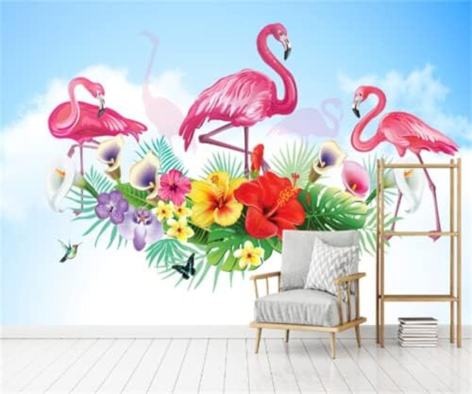 XLMING Grün Frische Landschaft Flamingo 3D Tapete Wohnzimmer Sofa Schlafzimmer Esszimmer Home Dekoration Wand-400cm×280cm