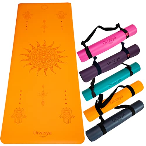 DIVASYA Yogamatte "professional grip - golden buddha", Naturkautschuk & veganes PU-Leder, 185 x 68 x 0,45cm