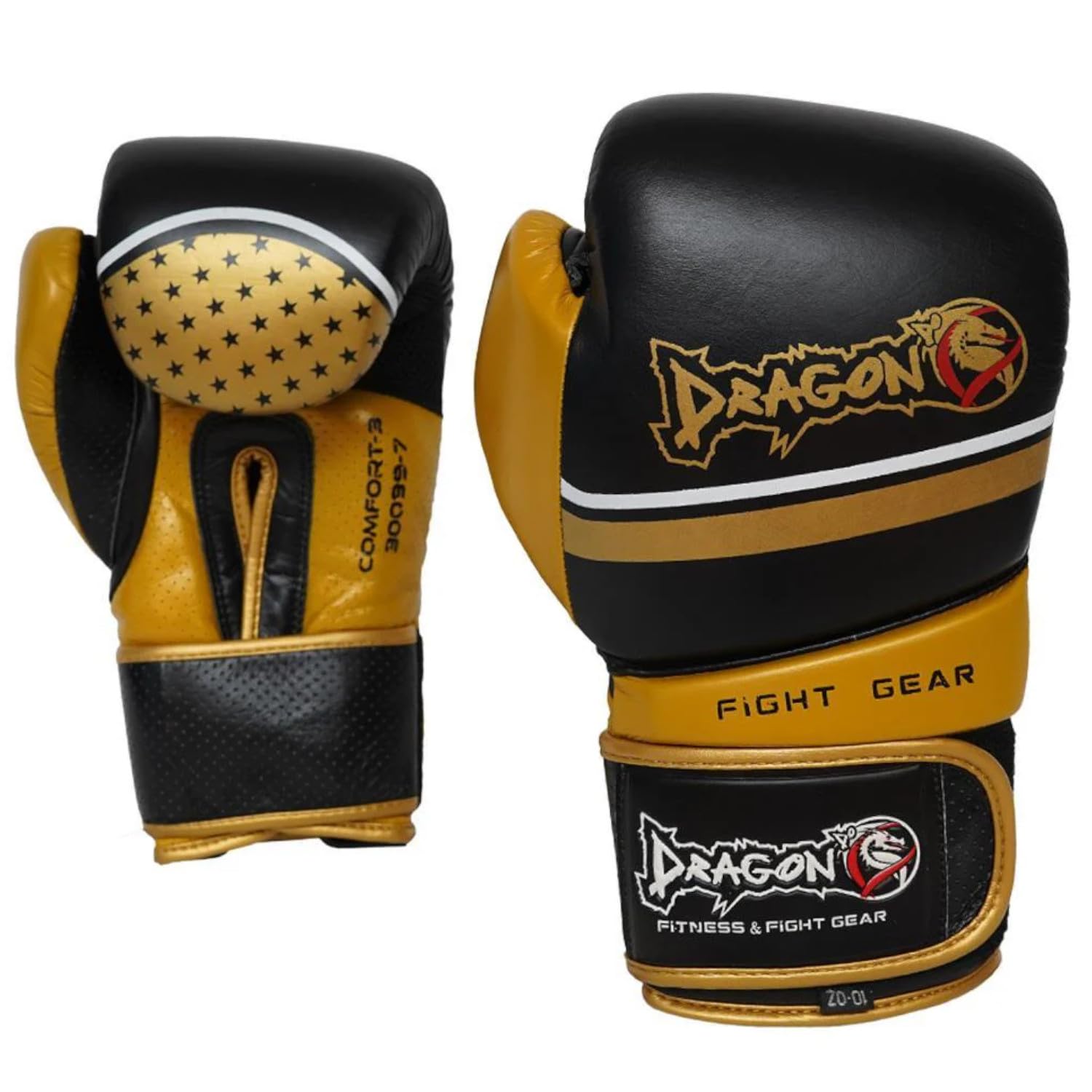 DRAGON DO Comfort Boxhandschuhe aus echtem Leder Muay Thai Kickboxen Sparring MMA Männer und Frauen Kampfsport Training Schwarz Adult 8 10 12 14 16 oz Muay Thai Boxing Gloves 30099 (10 Oz)