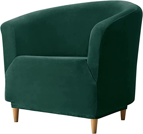 IMYOGI Luxus Samt Clubsessel Schonbezug Stretch Wannenstuhlbezug Sesselhusse Super Weicher Sesselüberwurf Sesselbezug für Kinder und Haustiere (Color : Dark Green, Size : No Cushion)