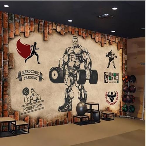 Tapete Wandbild 3D Benutzerdefinierte 3D-Sport-Graffiti-Fitnessstudio-Tapete, Handgezeichneter Muskulöser Mann, Taekwondo-Boxen, Hintergrund-Tapete, Dekoration, Wandverkleidung-400Cmx280Cm