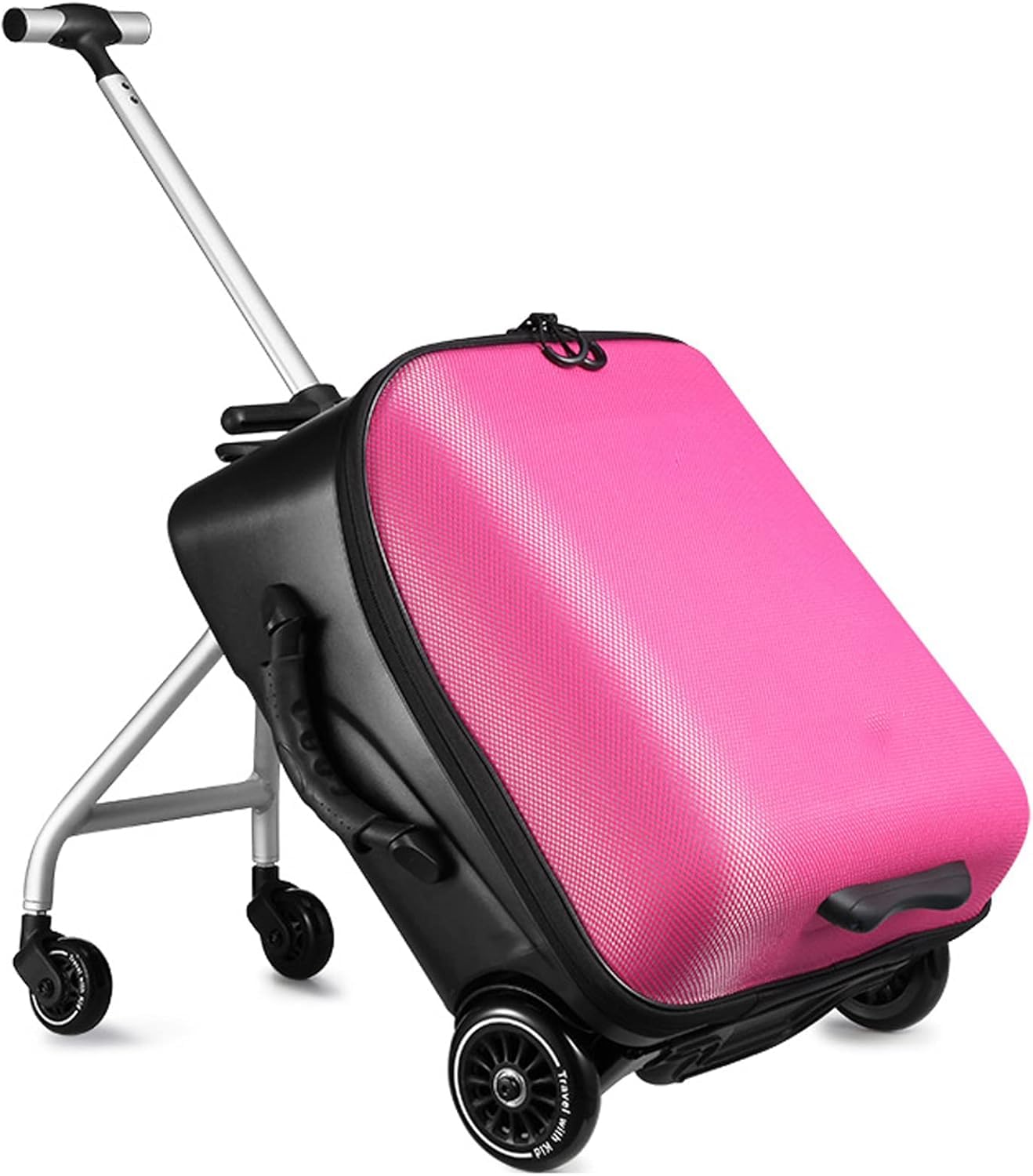 N/A Neues kreatives Handgepäck für Kinder, Baby, Sitzen auf Roller, Männer und Frauen, Reisekoffer, Tasche, fauler Trolley, Pink