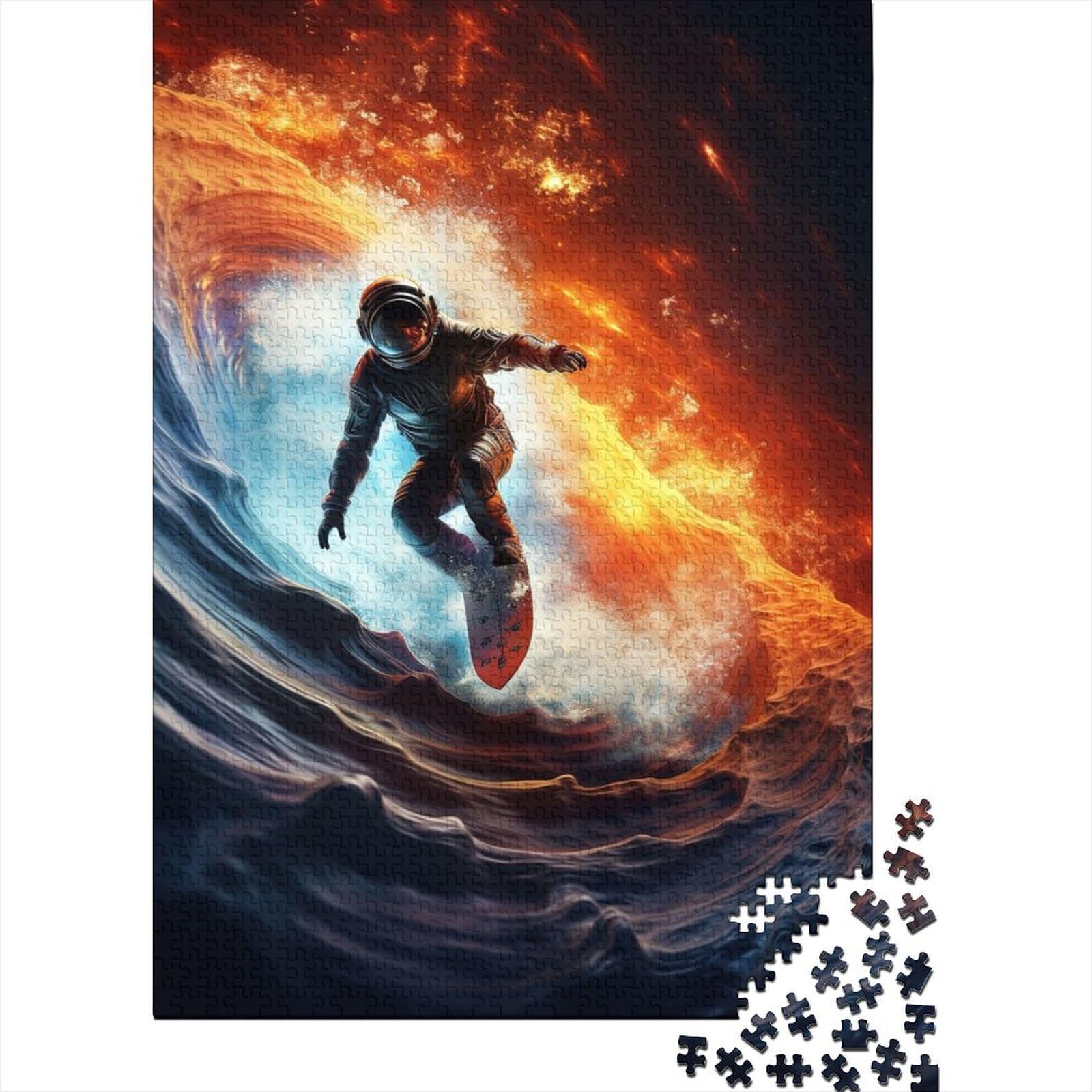 Space Surfer Puzzle 1000 Teile für Erwachsene Holzpuzzle Puzzles Puzzles für Erwachsene Teenager für Erwachsene Puzzlegeschenke 75x50cm