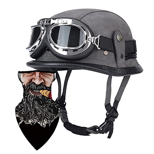 Halbschalenhelm mit DOT/ECE Motorradhelm Motorrad Halbhelme Open Face Helm Jethelm Rollerhelm Motorrad-Halb offener Helm Mopedhelm Cruiser Chopper Helm