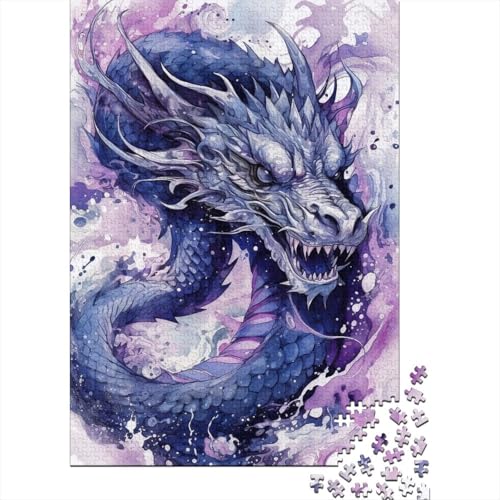 1000-teiliges Puzzle für Erwachsene und Teenager, Aquarell-Drache, Holzpuzzle für Erwachsene, Puzzlespielzeug, Puzzle für Erwachsene, Geschenke (Größe: 75x50cm)