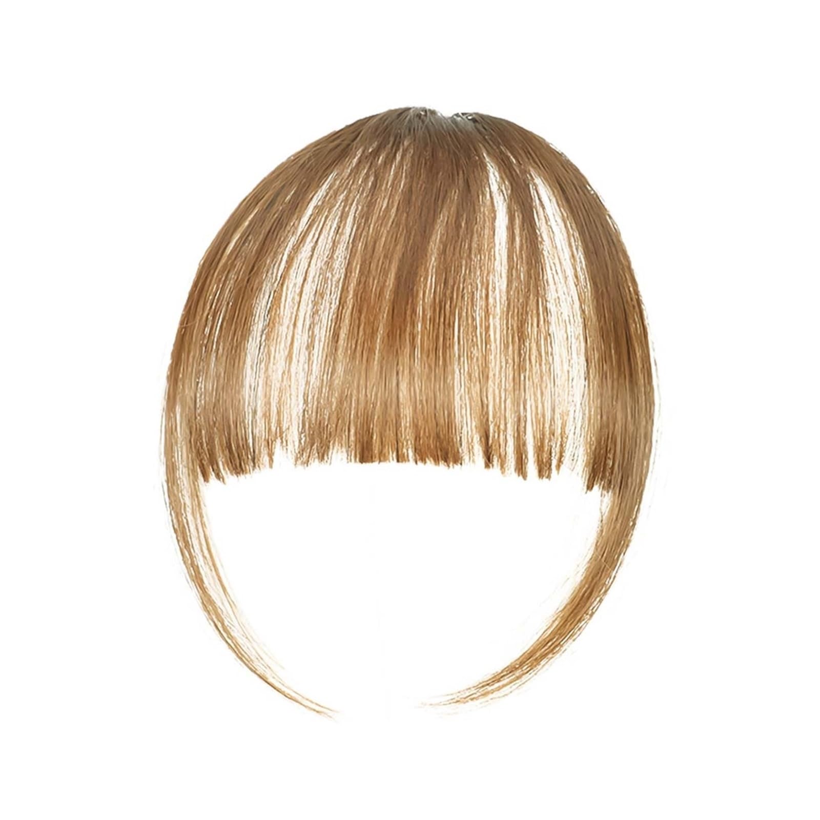 Pony Extension für Damen Clip-in-Pony-Erweiterungen, Schwarz, Dunkelbraun, Clip-on-Fransen-Pony mit schönem Netz, natürlicher, flacher, ordentlicher Pony mit Bügeln for Damen Fringe Bangs(Gold)