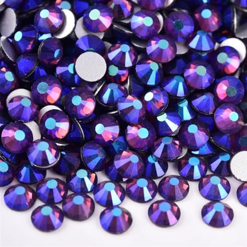 Bulk Flatback Strasssteine, Kristall Hotfix, 1440 Stück Hotfix-Strasssteine, Nicht-Hotfix-Strasssteine, Glitzer-Strasssteine, Kristall-Strass-Diamant-Nagel-Charms, Nagelkunst-Dekorationen(Dk.amethyst