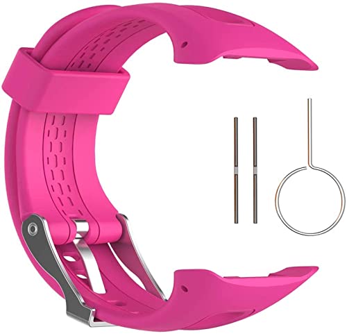 LOUPKC MINGSHAN Uhrenarmband kompatibel mit Forerunner 10 15 GPS-Sportuhr, weiches Silikon, klein, groß, Ersatzarmband(Color:Rose red,Size:L size)