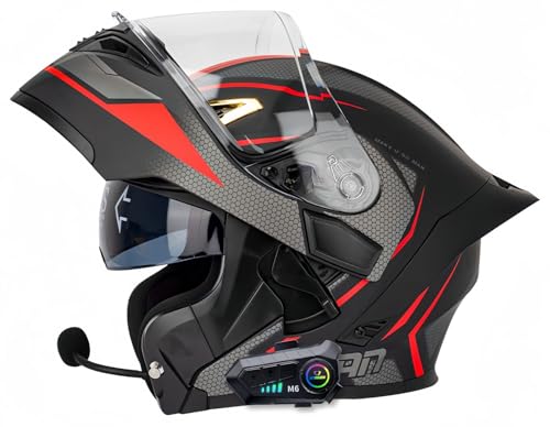 Modularer, Hochklappbarer Integral-Motorradhelm Mit Bluetooth, ECE-Geprüft, Für Herren Und Damen, Integralhelm Für Roller, Doppeltes Antibeschlag-Visier G,S55-56CM