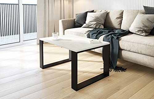 AKKE Außergewöhnlicher Couchtisch Beistelltisch für Wohnzimmer | Kaffee Tee Wohnzimmertisch Tisch | Coffee Table | Zimmer Schlafzimmer Möbel | Deko Modern Weiss Craft 80 x 50 x 45