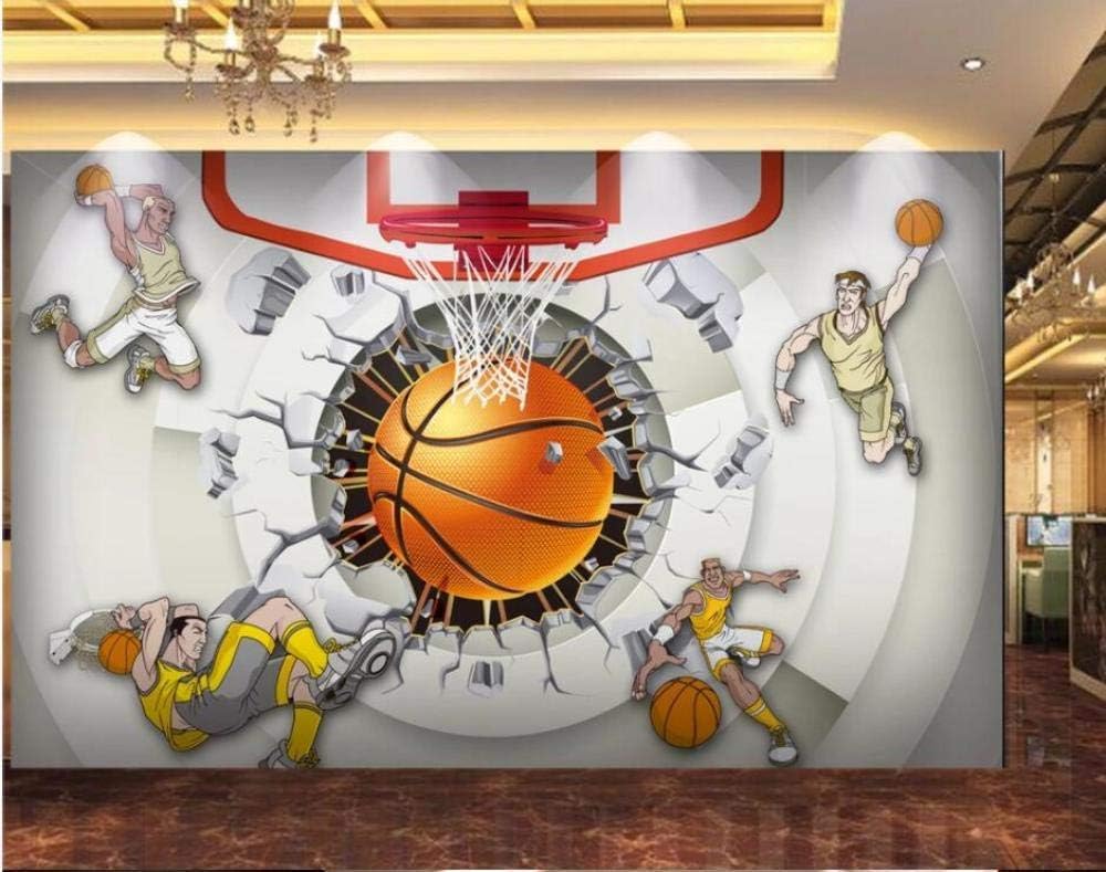 Basketballplatz Spieler 3D Tapete Poster Restaurant Schlafzimmer Wohnzimmer Sofa TV Dekorative Wand-400cm×280cm