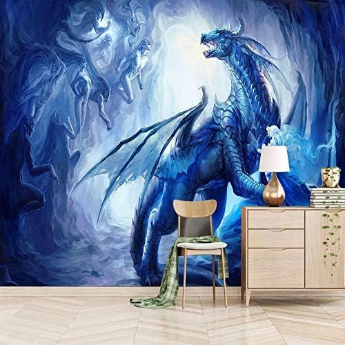 XLMING Blauer Dinosaurier 3D Tapeten Home Esszimmer Sofa Schlafzimmer Wohnzimmer TV Hintergrund-350cm×256cm