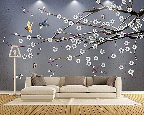 XLMING Handgemalter Vogel Und Pflaumenblüte 3D Tapeten Home Esszimmer Sofa Schlafzimmer Wohnzimmer TV Hintergrund-400cm×280cm