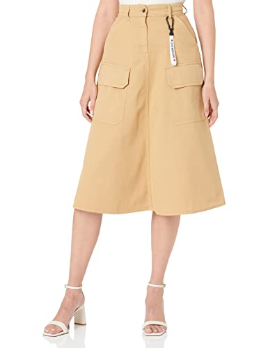 Love Moschino Damen Canvas midi skirt with patch pockets, Rust Light Brown, 40 EU