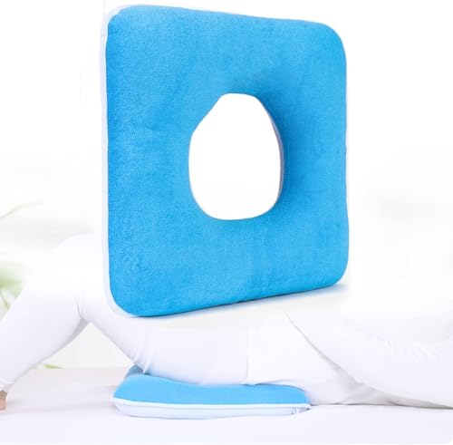 Anti-Dekubitus-Kissen für Rollstühle zur Druckentlastung bei bettlägerigen Patienten, Donut-Pad zur Druckentlastung von Hämorrhoiden bei Dekubitus, blau, grau