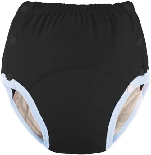 Verstellbare Auslaufsichere Unterwäsche Baumwolle Inkontinenzhöschen Ältere Frauen Periodenpflege-Slips Wiederverwendbare Stoffwindeln (Color : Black, Size : L)