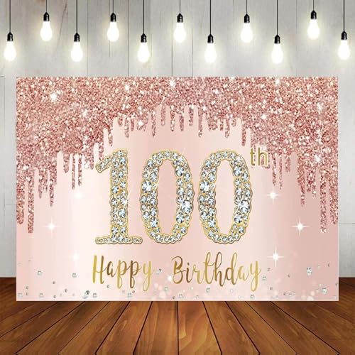 Alles Gute zum 100. Geburtstag Dekorationen Party Banner Hintergrund 100 Jahre alt Geburtstagszubehör Fotografie Hintergrund Poster Foto 350x230cm