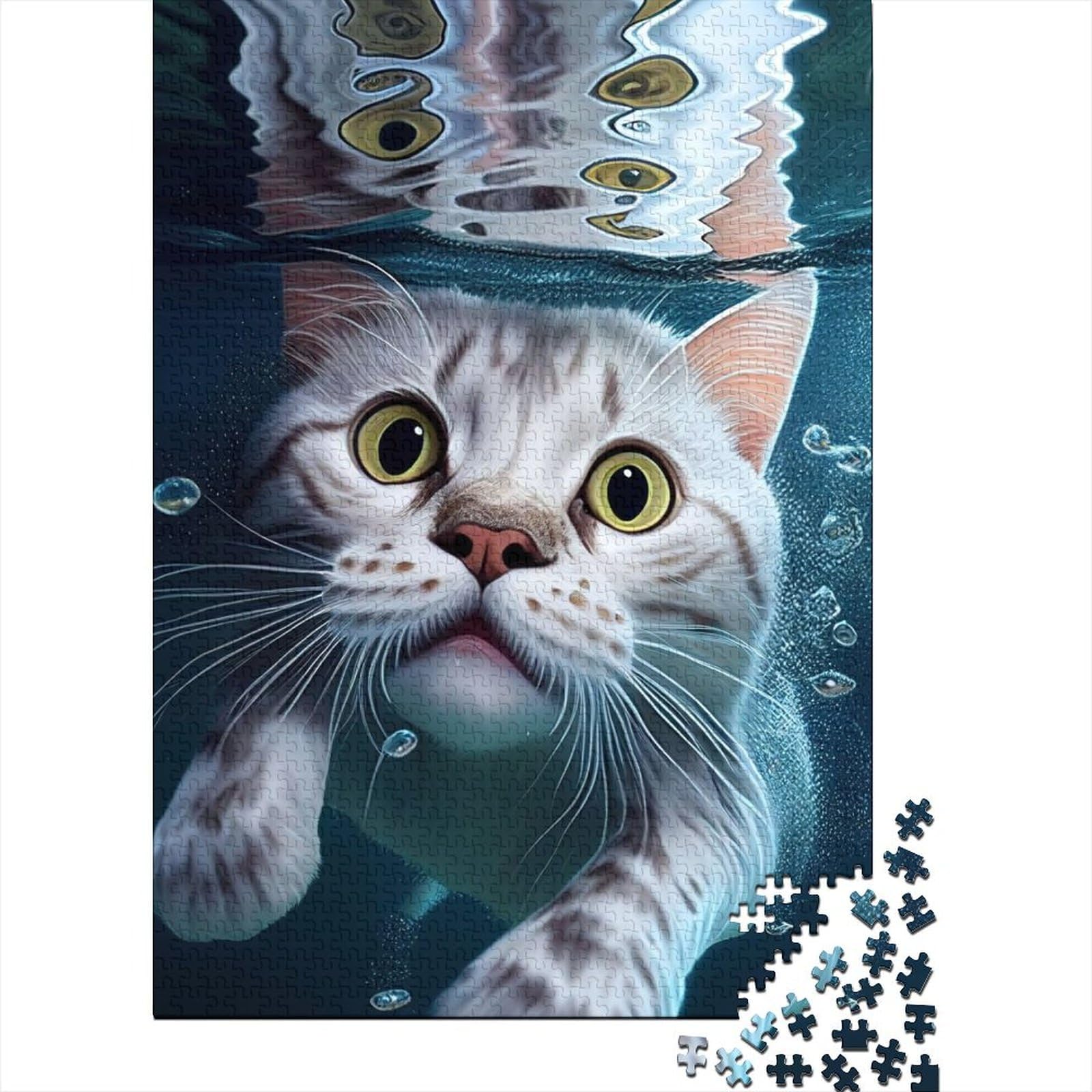 1000-teiliges Puzzle für Erwachsene, lustiges Katzenschwimmtier für Erwachsene, Puzzle 1000 Teile, Puzzle für Erwachsene, Lernspiel, Herausforderungsspielzeug, 75 x 50 cm