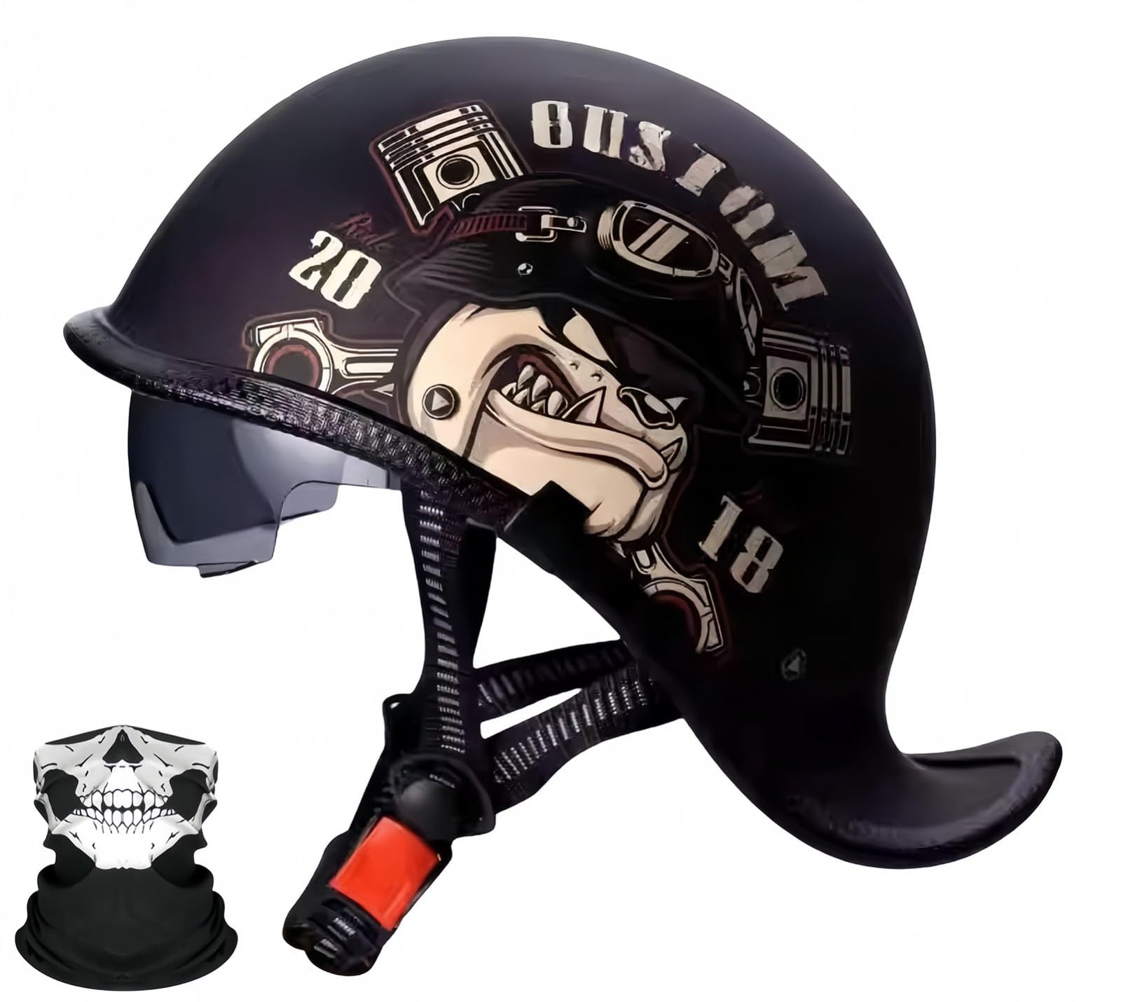 Motorrad-Halbhelm-Kappe, Motorrad-Roller, Moped, Offene Helme, Herren Und Damen, Moped-Helm, Motorrad, ECE-Zugelassener Vintage-Helm A,M55-56CM