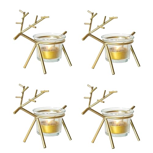 Yunnaty 4PCS Ins Nordic Iron Props Romantik Lampen Kerzenhalter Weihnachts-Votivkerzenhalter Kerzenständer Mittelstück Kerzenhalter Kerzenhalter Minimalistische Wohnkultur