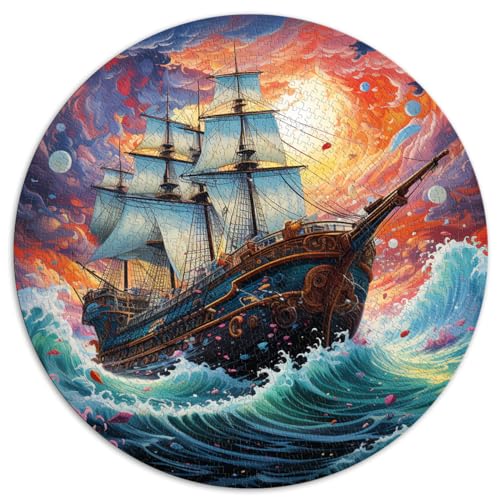 Puzzle für Puzzle Piratenboot bunt 1000-teiliges Puzzle für Erwachsene 26,5 x 26,5 Zoll Familienpuzzle Geschenk Tolles Geschenk für | Spiele