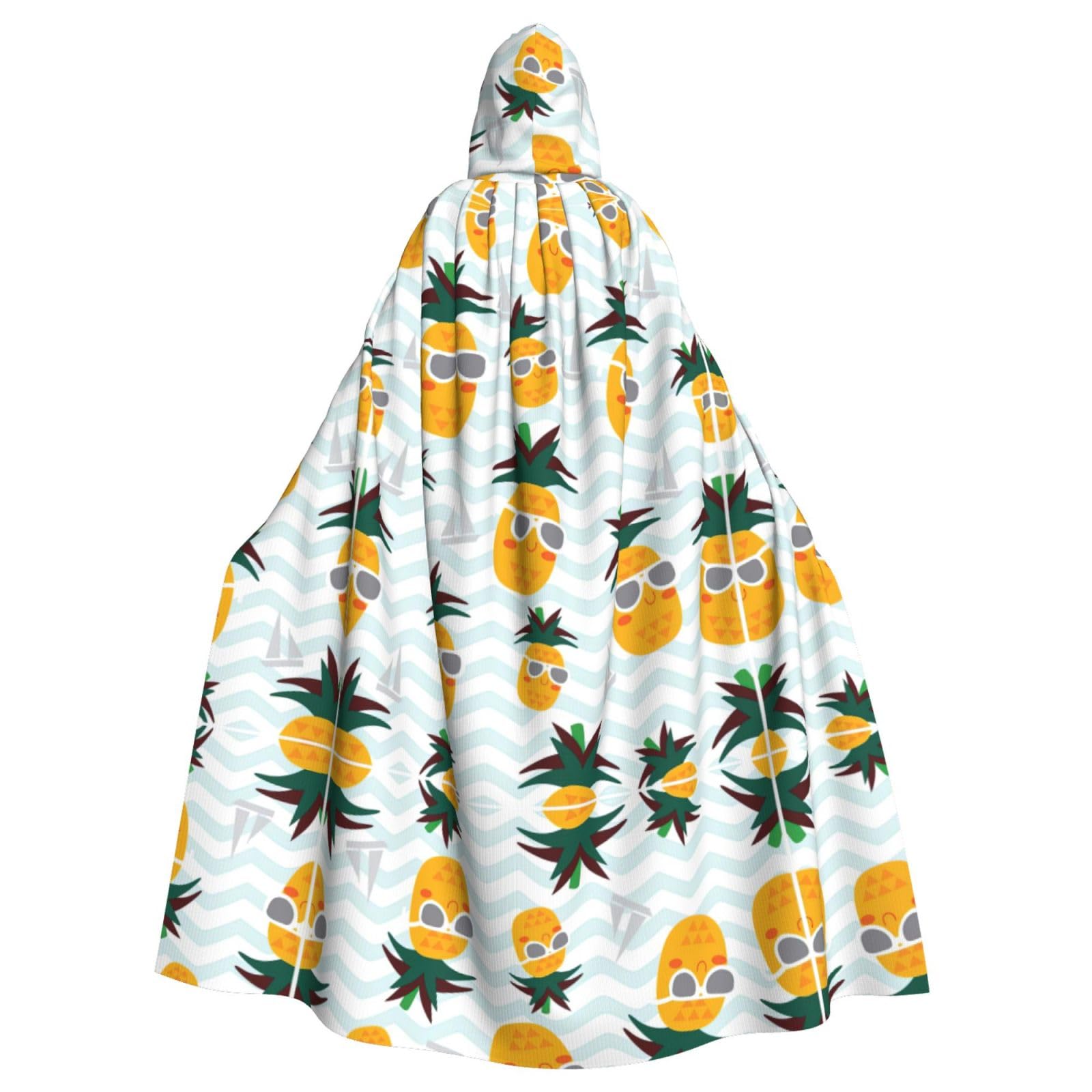 WURTON Süßer Ananas-Karnevals-Umhang mit Kapuze, Unisex, Cosplay-Kostüm, Umhang für Erwachsene, 185 cm