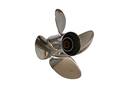 Jodriva 13x19 Außenbord-4-Blatt-Propeller, Edelstahl-Propeller, for Yamaha, 60–115 PS Motor, günstige Bootsmotoren Bootspropeller