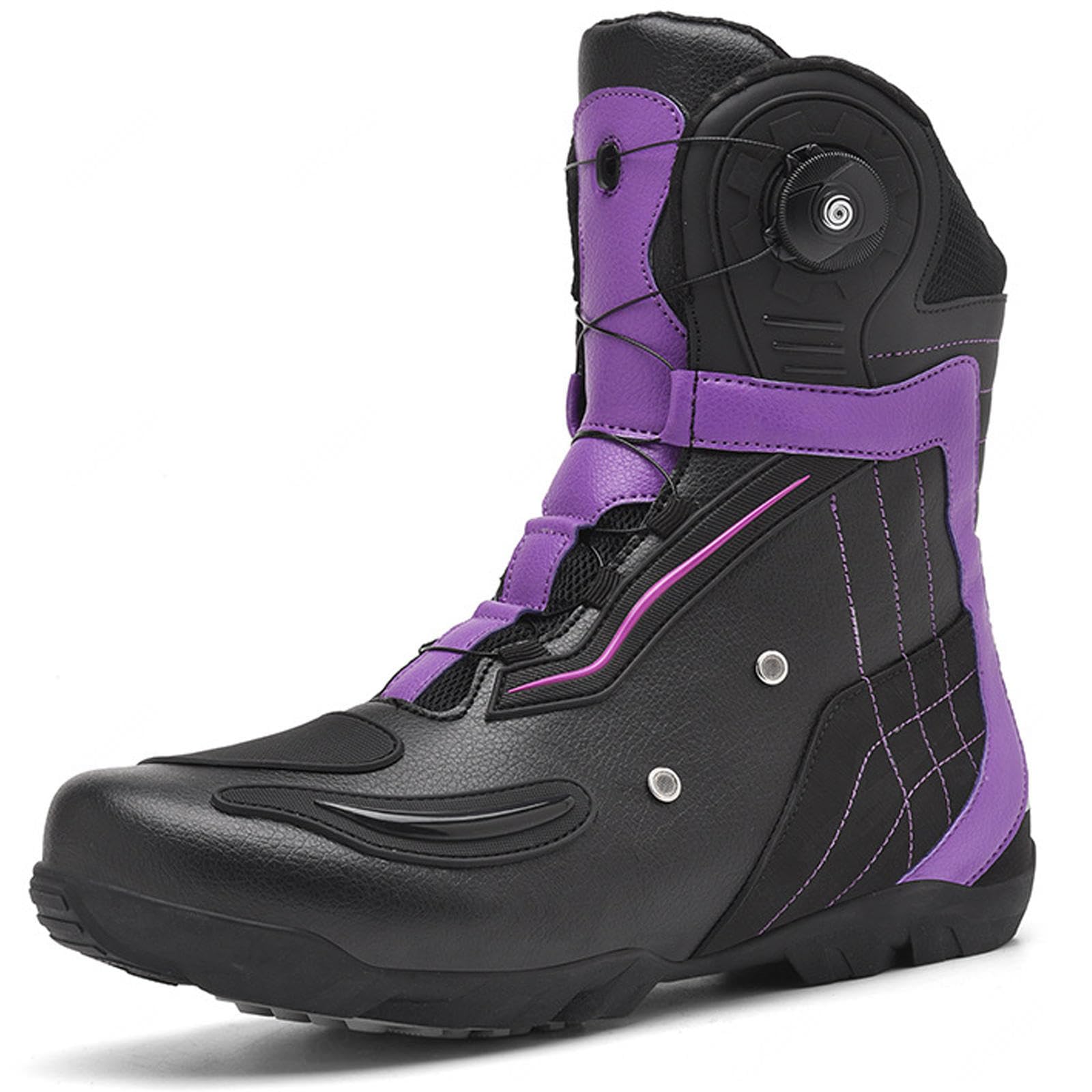 VEACAM Motorradschuhe für Herren, Große Größe, Wasserdicht, Motorradstiefel, Rennschuhe, Modische Biker-Ausrüstung, Rutschfeste Sohle,Purple-38