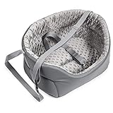 BOUTIQUE ZOO Hunde Autositz Universal Waschbar Abriebfest, Autositz Hund für Vordersitz, Beifahrersitz, Rückbank, Hundebett Hundetasche, M: 51 cm x 40 cm, Grau - Kunstleder und Plüsch Stoff