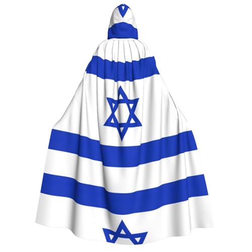 WURTON Umhang mit Israelischer Flagge, Unisex, Kapuzenumhang, Halloween, Karneval, Vampir, Cosplay, Umhang mit Kapuze