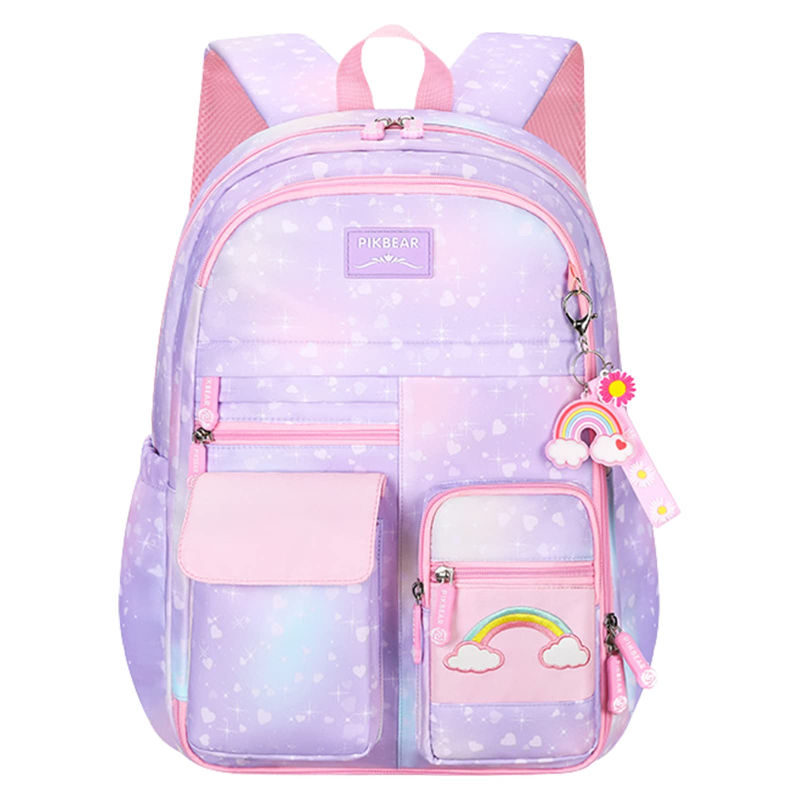 Lambo Regenbogen Rucksack, Rucksack Für Mädchen Regenbogen Büchertasche Grundschule Tasche Mädchen Rucksäcke Wasserdichter Schulrucksack Kleines Kind Buchtasche Für Teenager