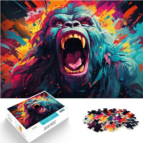 Spielgeschenk Puzzle Bunter wütender Orang-Utan für Erwachsene 1000 Teile Puzzle Geschenke Holzpuzzle Interessantes Puzzle zur Stressreduzierung 1000 Teile (50 x 75 cm)