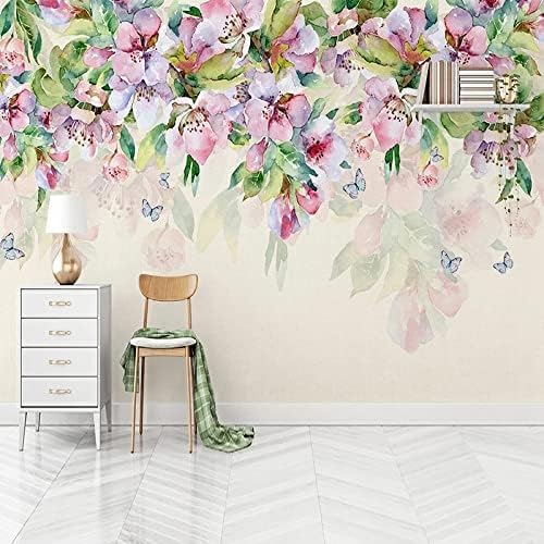 Handgemaltes Romantisches Aquarell Pastell Blume Grün Blätter 3D Tapeten Wanddekoration Fototapete Sofas Wohnzimmer Wandbild Schlafzimmer-200cm×140cm