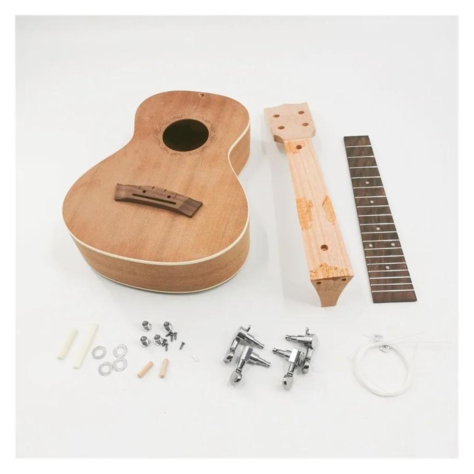 Palisander-Griffbrett, Mahagoni-Panel, 4-saitige Ukulele-Bausatz, Handmontiertes Set Ukulele Einsteiger Kit