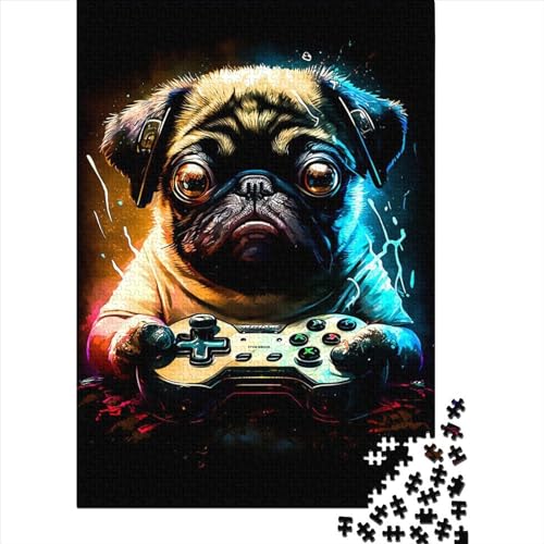 Mops-Spielkonsolenspiel, lustiges Puzzle für Erwachsene, 1000 Teile, 1000-teiliges Puzzle für Erwachsene, Teenager, Denksport-Puzzle für Erwachsene, 75 x 50 cm