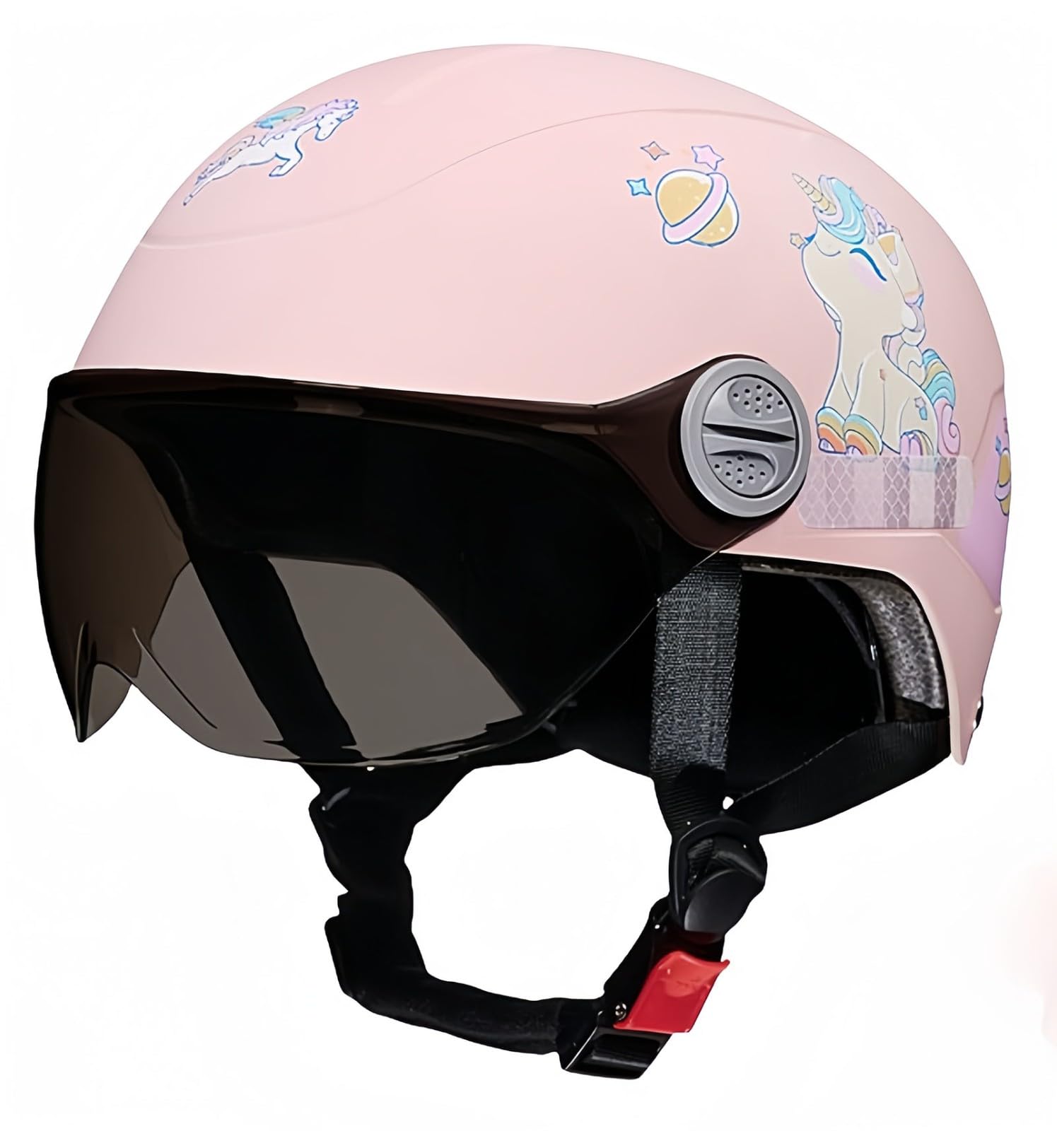 Cartoon-Helm Für Süßes Motorrad, Leichter Halbhelm Mit ECE-Zertifikat Für Jungen Und Mädchen Im Alter Von 3–15 Jahren A,46-54CM