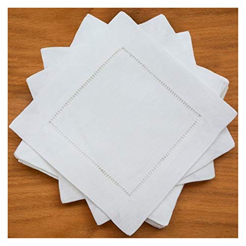 Wiederverwendbare Stoffservietten, 12 Stück Serviettenwäsche Baumwollserviette(White Napkin 20CM)