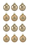 Thüringer Glas Design Christbaumschmuck, Gold, 12-Teilig 6cm, Uni & Deko