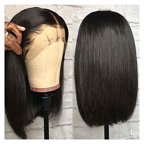 Perücken Highlight Bob Perücke Gerade Spitze Verschluss Menschliche Haare Perücken Kurze Bob Ombre Haar Perücke Mittelteil Brazilian Remy Spitze Perücke for Frauen 150% Dichte Damenperücke (Size : Bl