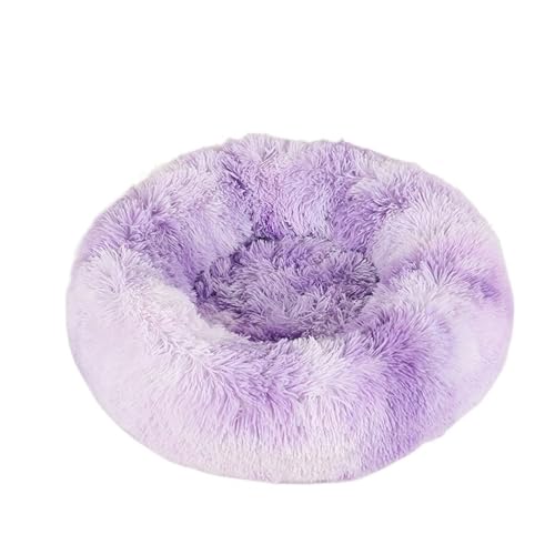 UVDS Katzenbett Haus Donut Rundes Sofa Zubehör Winter Haustierzubehör Warme Produkte Kissen Korb Kätzchen Matte for Katzenhundebetten (Color : Purple, Size : 40cm)