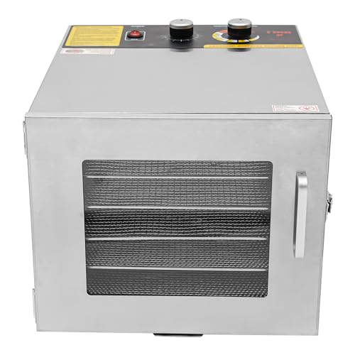 banborba Dörrautomat aus Edelstahl, Dörrgerät, Food Dehydrator, Dehydrator Food Dryer für Obst, Gemüse, Fleisch und Tee, 6 Ablagen, 700 Watt, Temperaturregler von 35-90℃, Timerfunktion von 0-12H