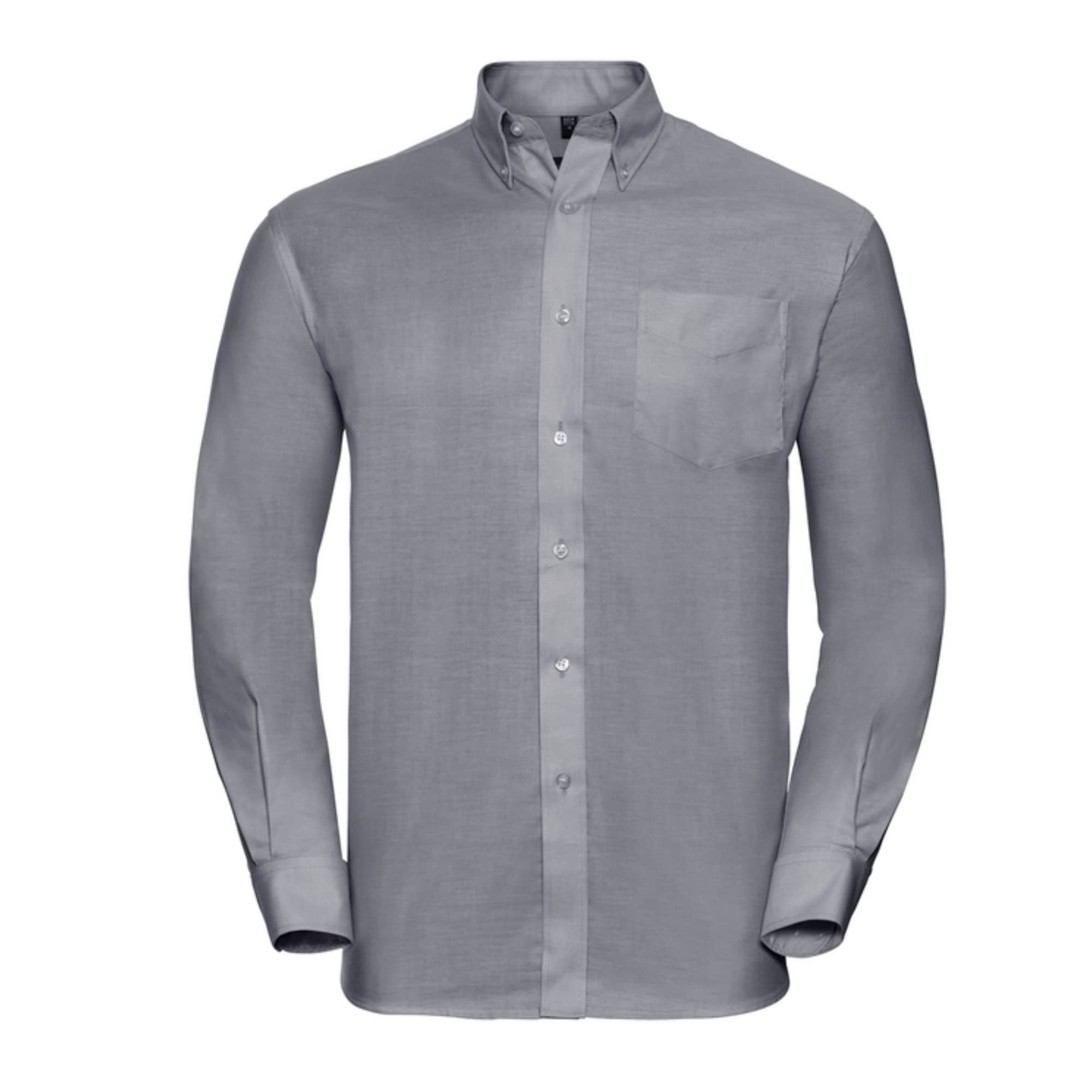 Herren Langarm Business Oxford Oberhemd mit Button-Down Kragen Easy Care Pflegeleicht Rückenpasse S bis 6XL, Silber (Grau) L