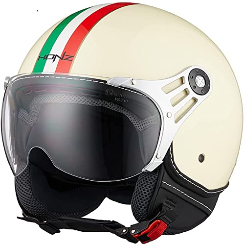 Vintage Jet-Helm · Motorrad-Helm Roller-Helm Scooter-Helm Moped Mofa-Helm Chopper Retro Vespa Vintage Pilot Biker Helmet · ECE Zulassung Mit Visier Offenem Gesicht Helm