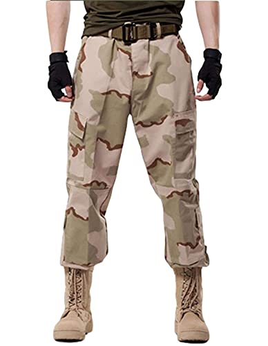 Idopy Herren Military Tactical Casual Camouflage Multi Pocket BDU Cargo Pants Hose, sand, 36-41